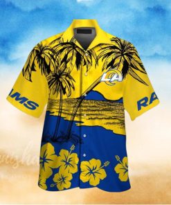 Los Angeles Rams Short Sleeve Button Up Tropical Hawaiian Shirt